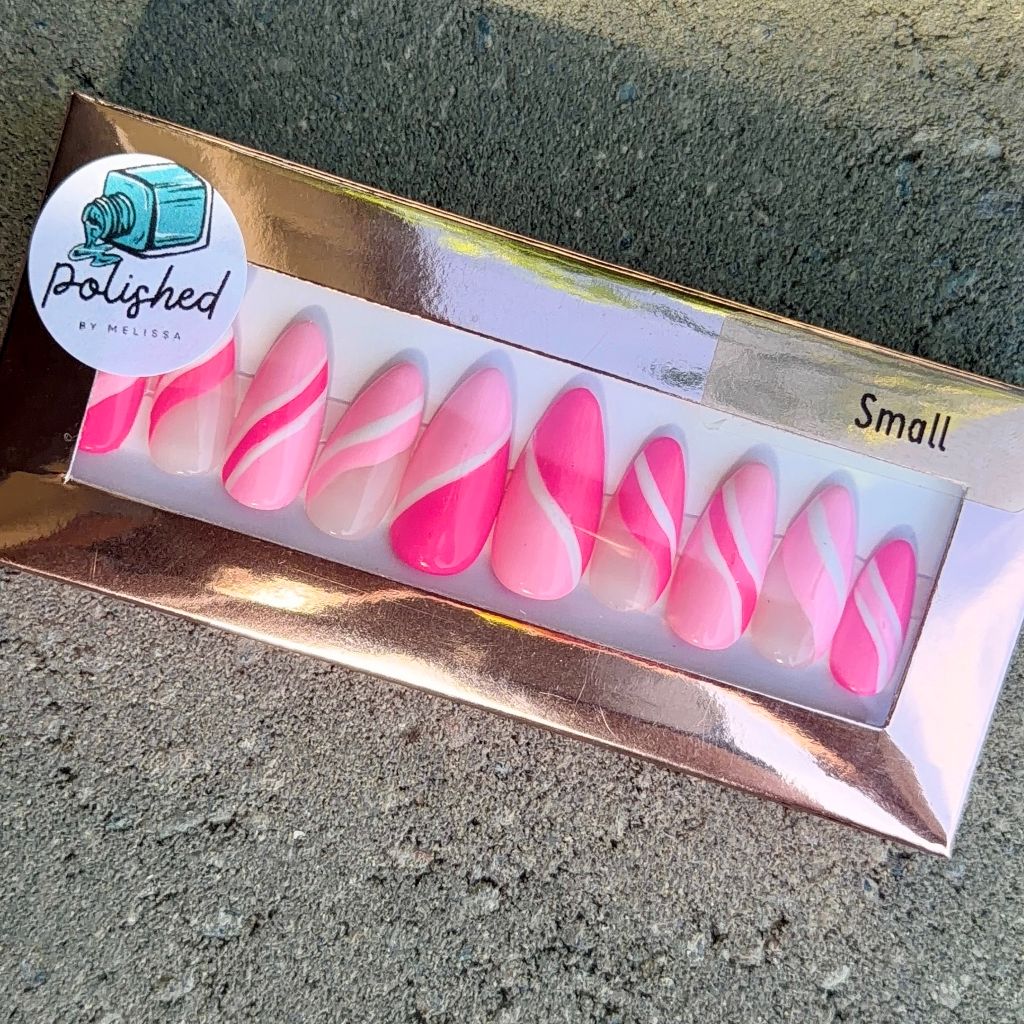 Pink Swirl | Size: Small | Shape: Medium Almond | SKU 2288