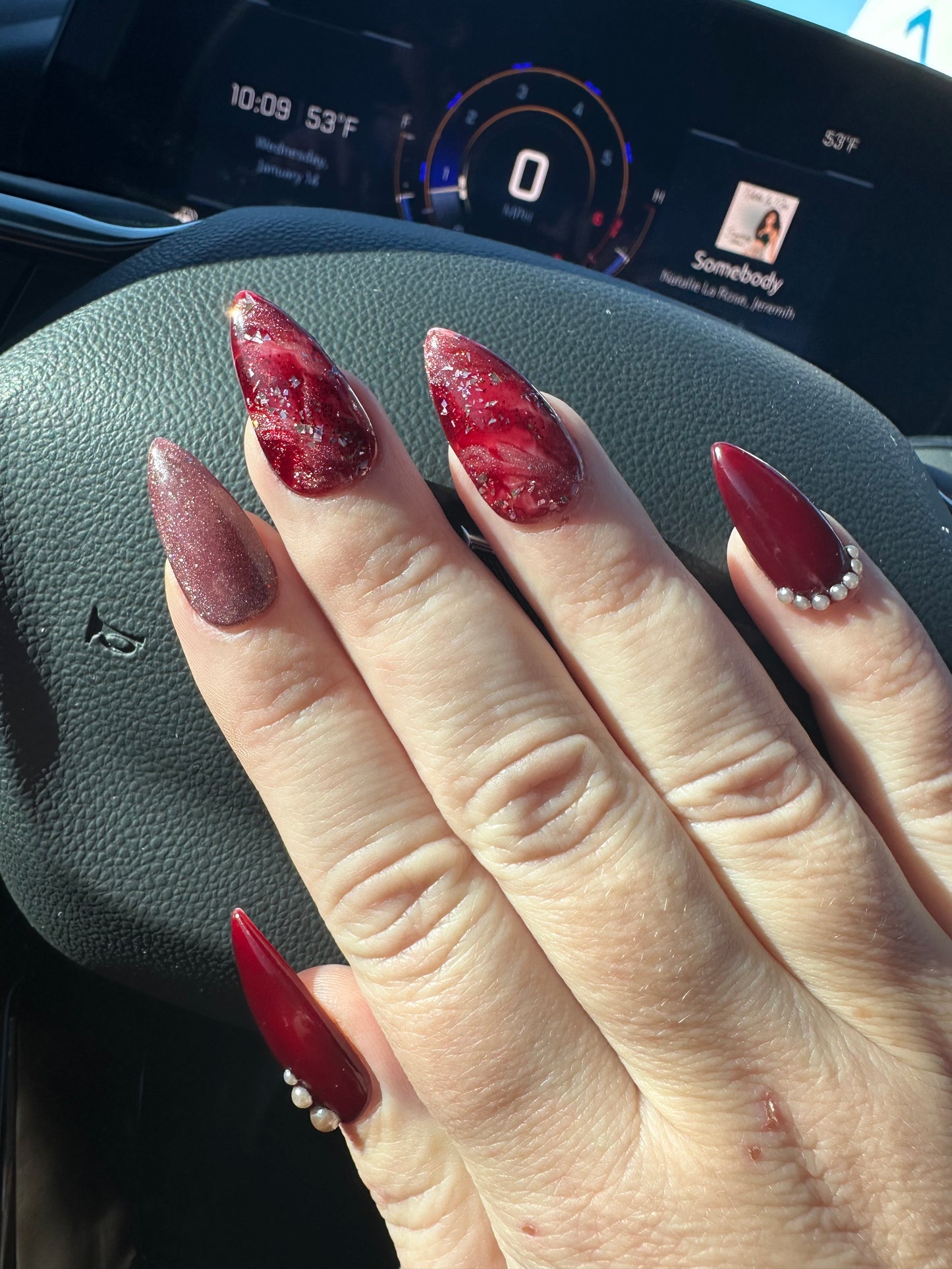 January Garnet Birthstone Nails