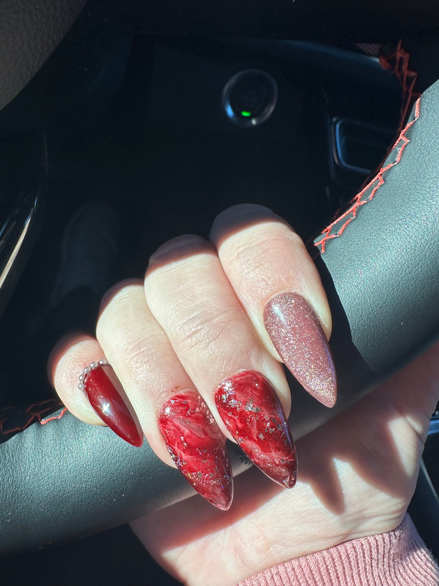 January Garnet Birthstone Nails