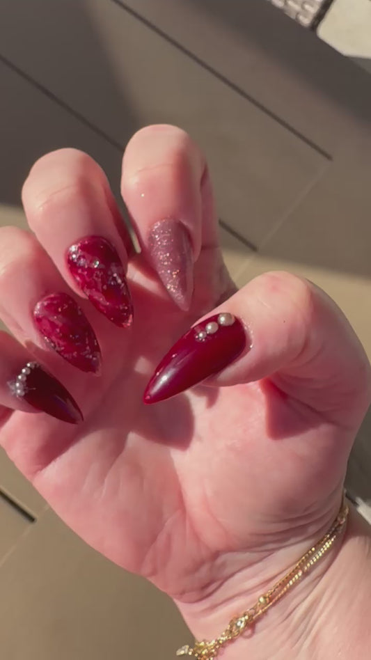 January Garnet Birthstone Nails